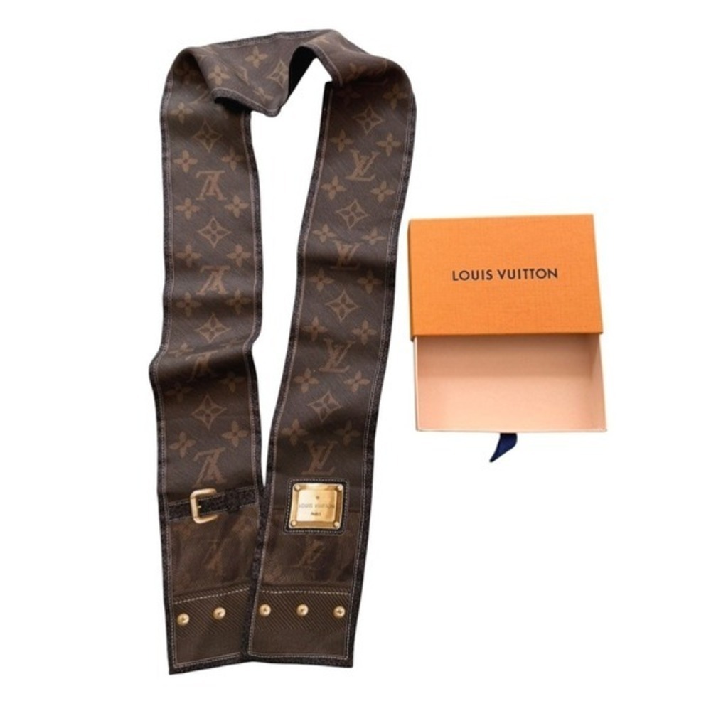 Louis Vuitton Monogram Silk Bandeau Scarf Trunk Print w/ Box